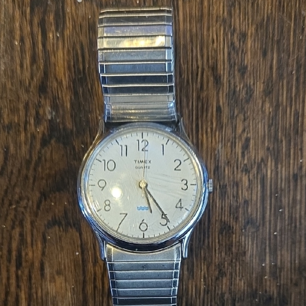 Timex Silver Watch with White Dial